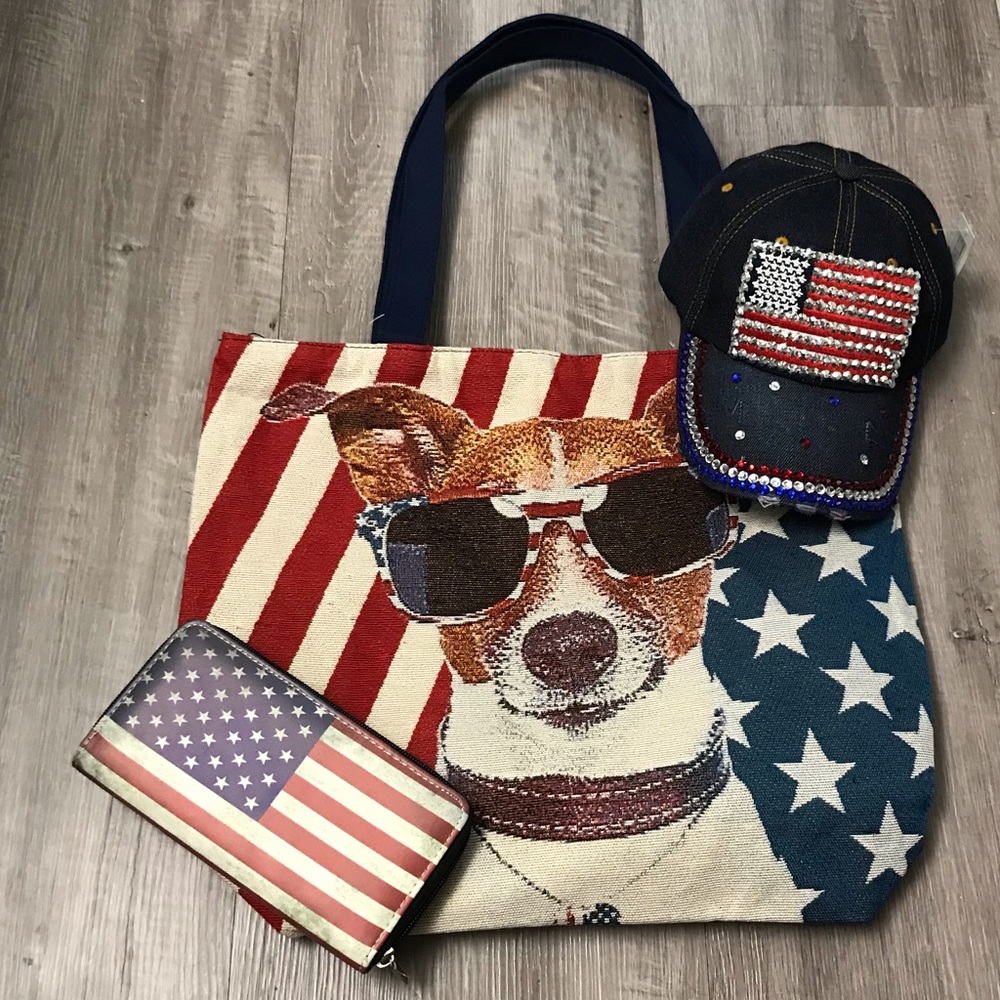 BUNDLE - PATRIOTIC WALLET & BALL CAP & TOTE